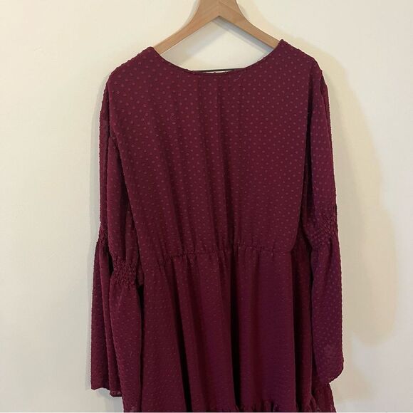 Torrid Merlot Red Textured Chiffon Skater Dress Size 5/5X - Picture 11 of 16